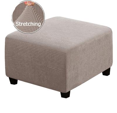 China Jacquard Stretch Square Storage Covers Jacquard Stretch Fabric Mid Size Ottoman Cover Stool Ottoman Cover for sale