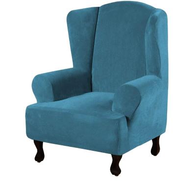 China Modern Ultra Soft Stretch Wing Back Arm Chair Furniture Elegant Sofa Slipcover Real Velvet Wing Chair Cover 1 Piece for sale