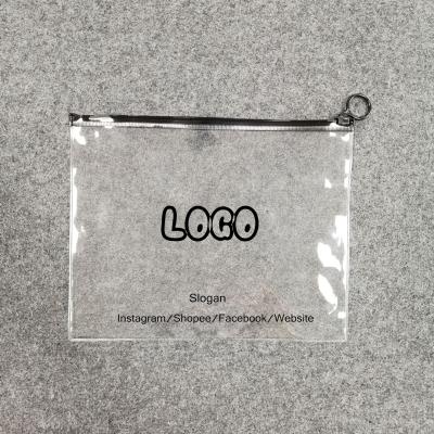 China Custom Printed Black Poly Clear Zipper Stationery Bag Accessories Swimwear Underwear Glass Jewelry Logo Pouch Transparent Bag With Ring Pull For Stationery Bag Accessories for sale