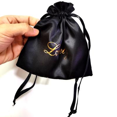 China Small Recyclable Drawstring Satin Fabric Custom Printed Jewelry Pouches With Logo for sale