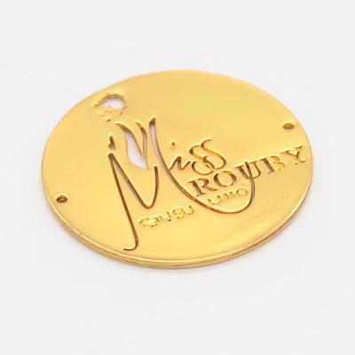 China Sustainable Designer Logo Handbags Custom Metal Label Tag For Clothes Pinch for sale