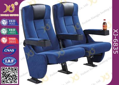 China High Back Heavy Spring Fixed Theatre Seating Chairs With Plastic Cup Holder for sale