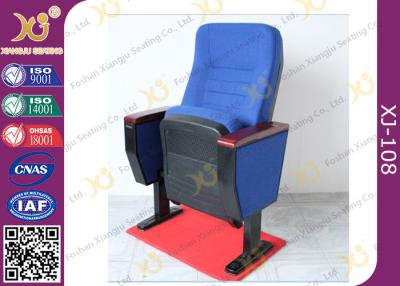 China Blue Folded Plastic Theater Auditorium Chairs / Auditorium Seats With Writing Pad for sale