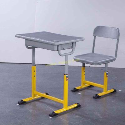 China Adjustable Metal Middle School Student Table And Chair With Iron / Aluminum Frame for sale