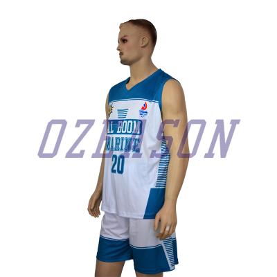 China Customized Mens Navy Basketball Jersey Antibacterial Logo Printing Basketball Uniform Reversible for sale