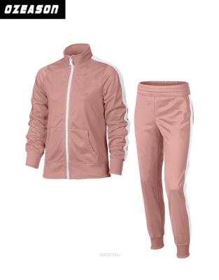 China Pink 100% Polyester Antibacterial Tracksuit Sets Ladies Sport Casual Wear Suit for sale