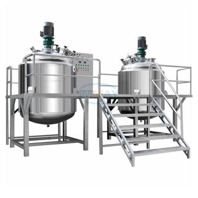 China New Design Viscous Liquid Industrial Stainless Steel 1000L Fixed Vacuum Homogeneous Emulsifying Stirring Tank With Steam Heating for sale