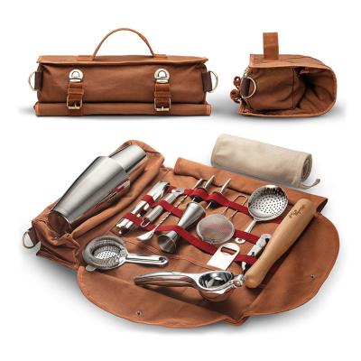 China Multifunctional Purpose Custom Canvas Reinforced Portable Party Wine Bag Cocktail Kit Tool Bag for sale