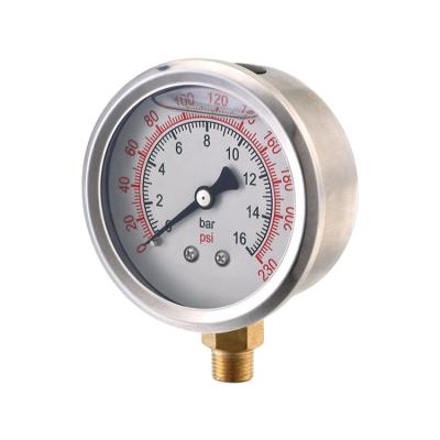 China Bottom Mount Industrial Connection Hardware Use Liquid Filled Pressure Gauge for sale