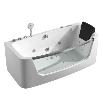 China 2022 New Design Hot Sale Luxury Three Side Glass Massage Skirt Whirlpool Bathtubs Acrylic Bathtubs For Adult for sale