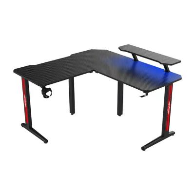 China Wholesale Sticker Game Table L Shape Black Corner Led Game Desk For Game Players for sale