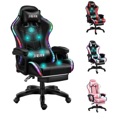 China Wholesale Custom Adjustable (Height) Recliner RGB Led Leather Black Office Racing Gaming Chair for sale