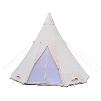 China Extended Type Customized Good Quality Indian Cotton Canvas Boom Tent Outdoor Camping Rainproof Windproof Bell Tent for sale