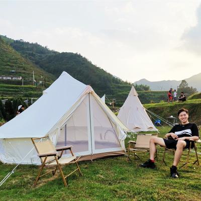 China Extended Type Cotton Canvas Teepee Yurt Glamping Waterproof Outdoor Camping Tent 6M Bell Tent for sale