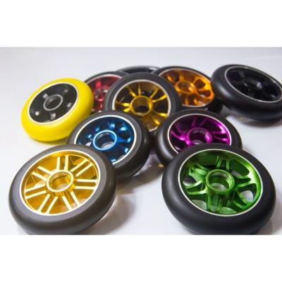 China 125mm pro scooter wheel 125mm pro pu scooter wheel, 5 spoke alu core pu scooter wheel for sale