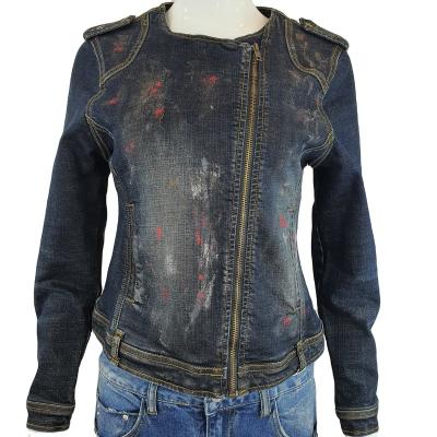 China Others High Quality Hip Pop Foil Paint Splatter Denim Jacket Women Jeans Jackets Paint Streetwear Clothing for sale