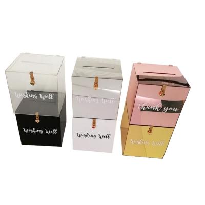 China White Pink Big Decoration Luxury Promotion Rose Gold Wish Well Mirror Acrylic Wish Maid Box for sale