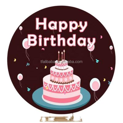 China ACRYLIC Custom Round Happy Birthday METAL PVC METAL Backdrop Birthday Cake Photography Backdrop Baby Shower Party NEON Banner Backdrops Come With St for sale