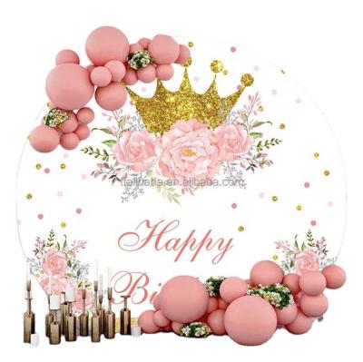 China ACRYLIC PVC METAL Happy Birthday Backdrop Gold Glitter Bokeh Balloon Photography NEON Background for Baby Shower Party Banner Backdrop Custom Round COM for sale