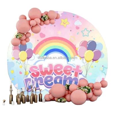 China ACRYLIC PVC METAL NEON Soft Dream Balloons Happy Birthday Baby Shower Party Rainbow Photography Backdrop Photo Background Wall Round Photo St for sale