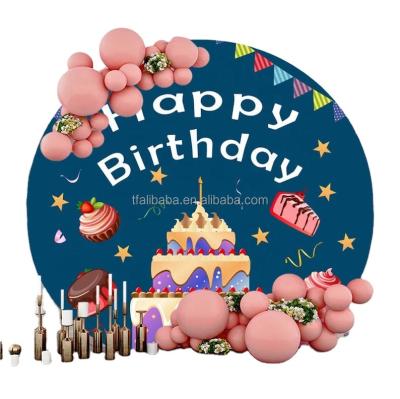 China Custom Round METAL PVC Happy Birthday Backdrops Stars Glitter Gift Box Party Banner Baby Shower Photography Background ACRYLIC COM for sale