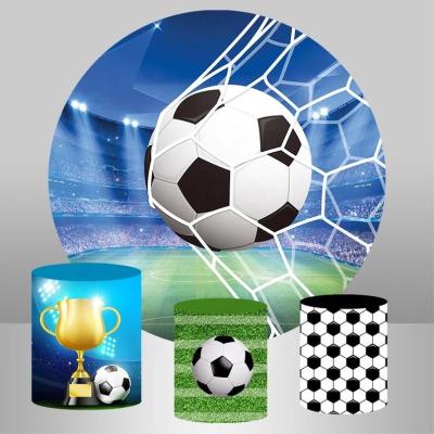 China ACRYLIC NEON Round PVC METAL Circle Backdrop Soccer Football Background Boys Birthday Party Decor Baby Shower Round Table Cover for sale