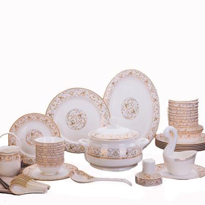 China Wholesale 60 Restaurant Hotel Bone China Tableware Tea Tableware Porcelain European Tableware Viable Set for sale