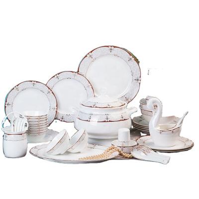 China Viable 60 Style Soft Bone China High Quality White Western European Dinnerware Set for sale