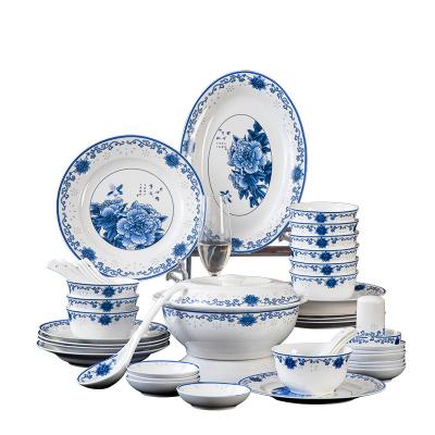 China Modern Design 56 Novelty Bone China Ceramic Hotel Restaurant Sustainable Set Wedding Dinnerware for sale