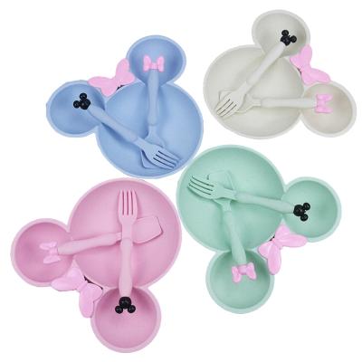 China Wholesale Mickey Mouse Shape Cute Style Straw Material Children's Tableware Viable for sale