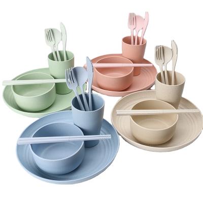 China Straw Material Family Tableware Wheat Wholesale Customization Set Simple Cute Style High Quality Viable Style for sale