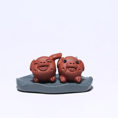 China Stocked Lucky Pig Hot Wholesale Yixing Color Changing Tea Pet Ornaments Authentic Tea Ceremony Props High Quality Suppliers for sale