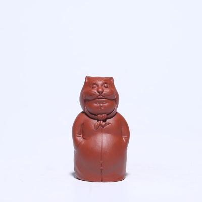 China Pet Stocked Tiger Head Doll Hand-Made Color Tea Change Tea Ornaments Authentic Yixing Teapot Set High Quality Accessories Wholesale for sale