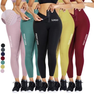 China Amazon Breathable Hot Selling Colorful 2021 Custom Logo Slimming Hooks Waist Trainer Corset Yoga Gaiters For Women for sale