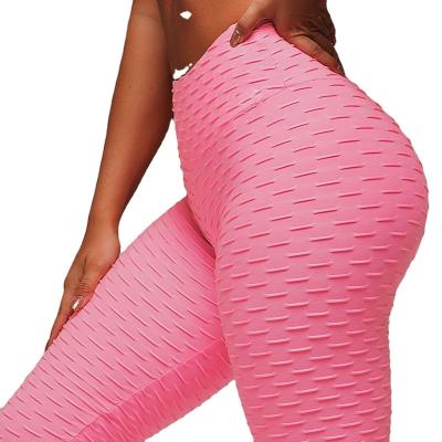 China Crack! crack! breathable butt yoga leggings bubbled to texture tight yoga pants butt push up high waist yoga leggings for workout for sale