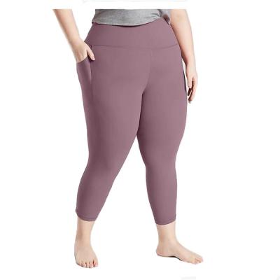 China Pink Breathable Yoga Pants Plus Size Women Active Wear 7/8 Gaiters Pocket Set Gym Fitness Gear Gaiters Plus Size 6xl for sale