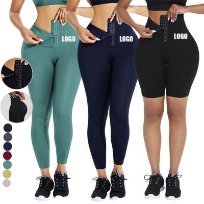 China Wholesale Custom Trimmer Antibacterial Logo Compression Adjustable Hooks Tummy 2 in 1 Waist Trainer Corset Leggings for sale