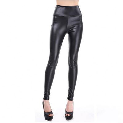 China Free Size Women's Breathable Fashion Faux PU Leather Stretch Leggings Black Pants for sale