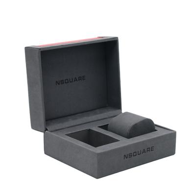 China Recycled Materials Watch Box Unique Customized Packaging Black Velvet Watch Box Display Package Men Watch Case Box for sale