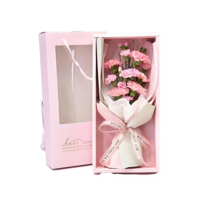 China Creative Reused Portable Materials Drawer Rectangle Box Flower Bouquet Box Valentine's Day Gift Decoration Portable Boxes With Window for sale