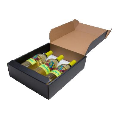 China Luxury Recycled Materials Size Shipping Courier Custom Wine Corrugated Kraft Box Packaging 3 Bottle Wine Box for sale