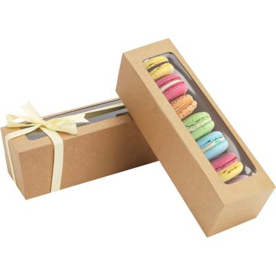 China Recycled Materials Hot Sale Custom Brown Macaroon Boxes With Window Wholesale for sale