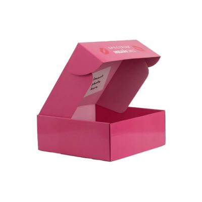 China Handmade Custom Logo Full Color Printing Pink Medium Size Corrugated Gift Packaging Apparel Shipping Mailing Paper Box for sale