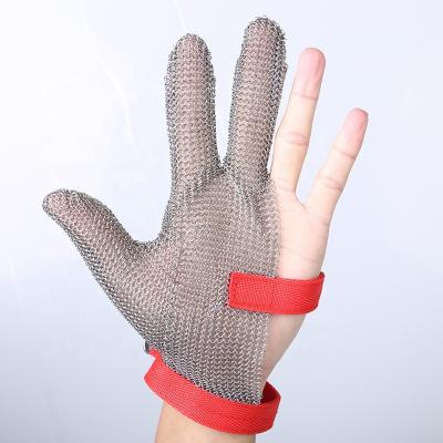 China best price XS-XXL304L Anti-cut five finger metal hook cut resistant stainless steel Mesh Chain Mail Gloves for sale