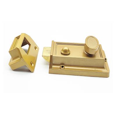 China Entry Night Latch Lock Zinc Cylinder Locked With Latch Bolt Gold Finish for sale