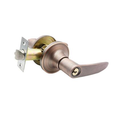 China Keyed Entry Plated Antique Brass Color Thickened Lever Lock Zinc Alloy Tubular Brass Core With 3 Keys US Standard Size for sale