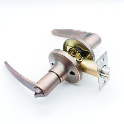 China Latched entry red antique brass plating thickened lock zinc alloy indoor wooden door handle lever lock export tubular structure for sale