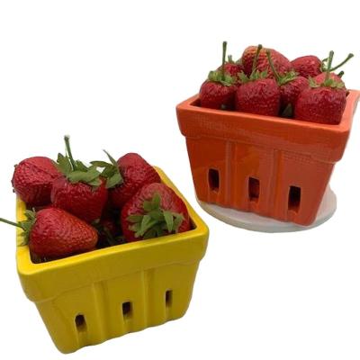 China Small Viable Soft Ceramic Basket for Orchard Berry Basket Fruit Container of Berries and Cherries for Fruit and Vegetable Kitchen Decor for sale