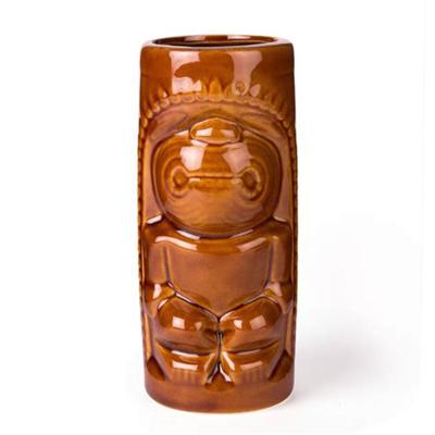 China Colorful Ceramic Liquor Cup Spirits Shot Glasses Tiki Mug Easter Island Series Tiki Mug Porcelain Cocktail Bowl for sale