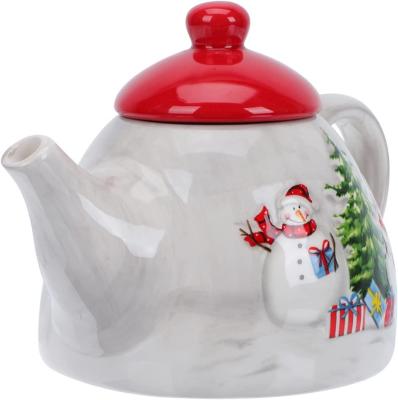 China Viable Christmas Teapot Snowman Christmas Tree Porcelain Ceramic Teapots For Christmas Decoration Milk Coffee Pots for sale